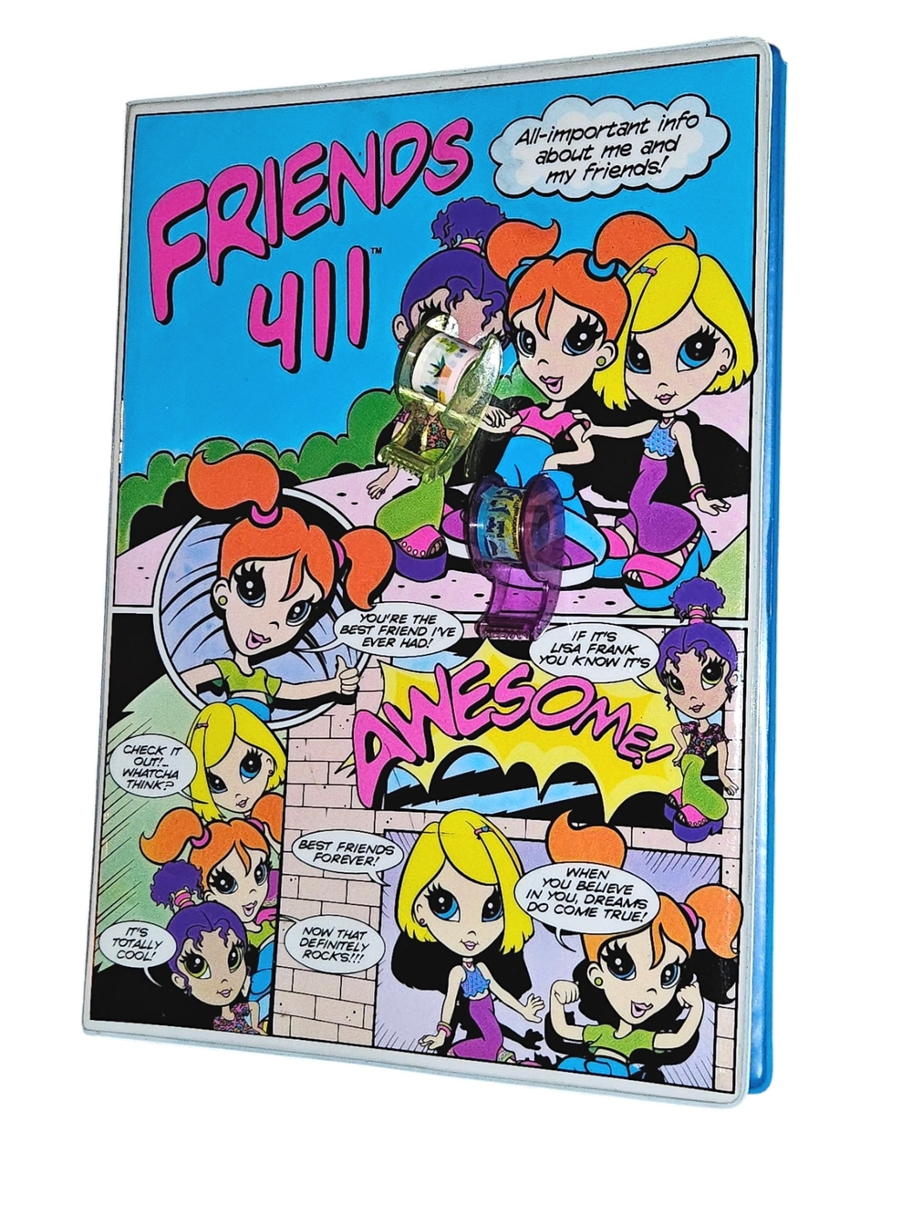 VINTAGE Lisa Frank Blue & Pink Comic-Style Friendship Journal RARE!!